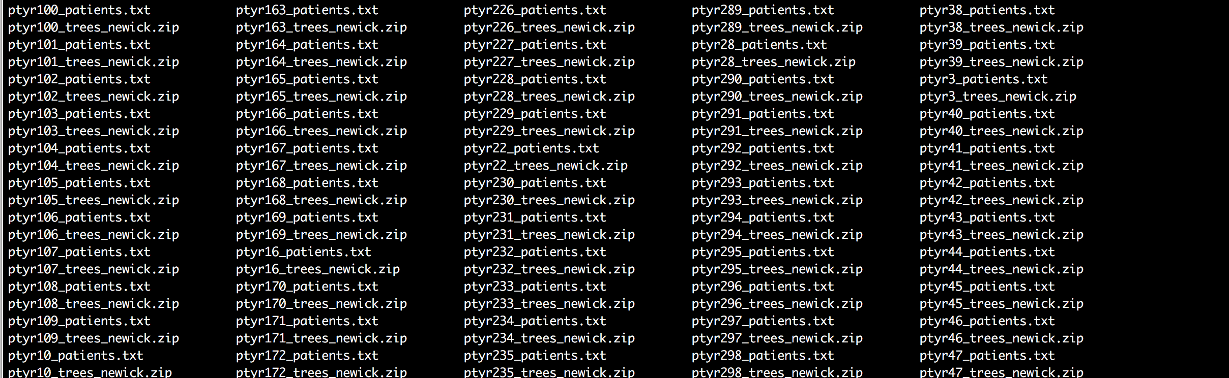 File structure of input directory