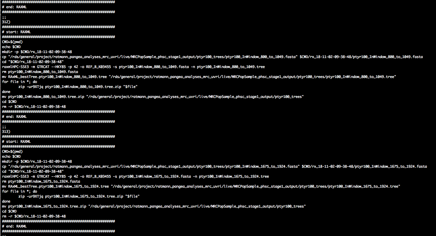 Unix bash script to construct one deep-sequence phylogeny.